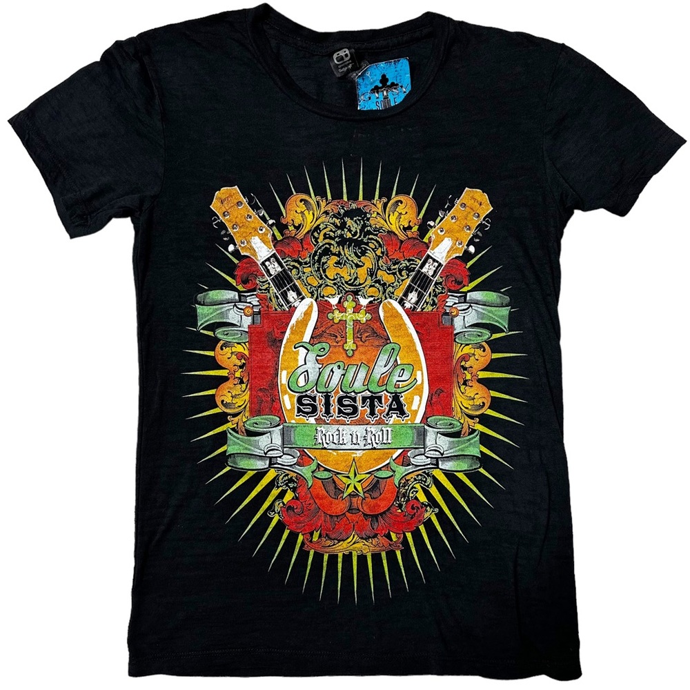 NWT Gypsy Soule Soule Sista Rock & Roll Fitted Graphic T-Shirt Black Women’s M